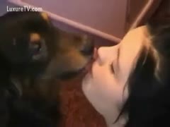 Brunette's devotion to her puppy